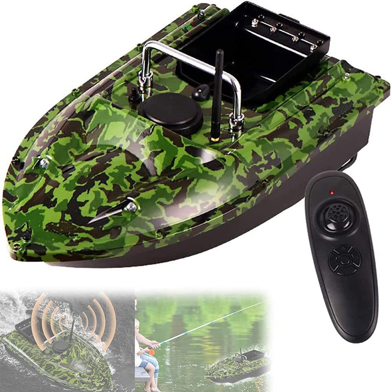 Barco Cebador para Pesca, Barco de Cebo 500 M 2,4 GHz de Posicionamiento GPS, Función de Retorno Automático, Herramientas de Pesca Green
