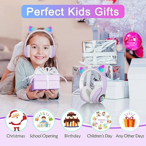 Miniatura 9 de KERHAND Auriculares Bluetooth para niños con luz LED estéreo con micrófonotarjeta TF auriculares inalámbricos para iPhone iPad smartphone laptop PC