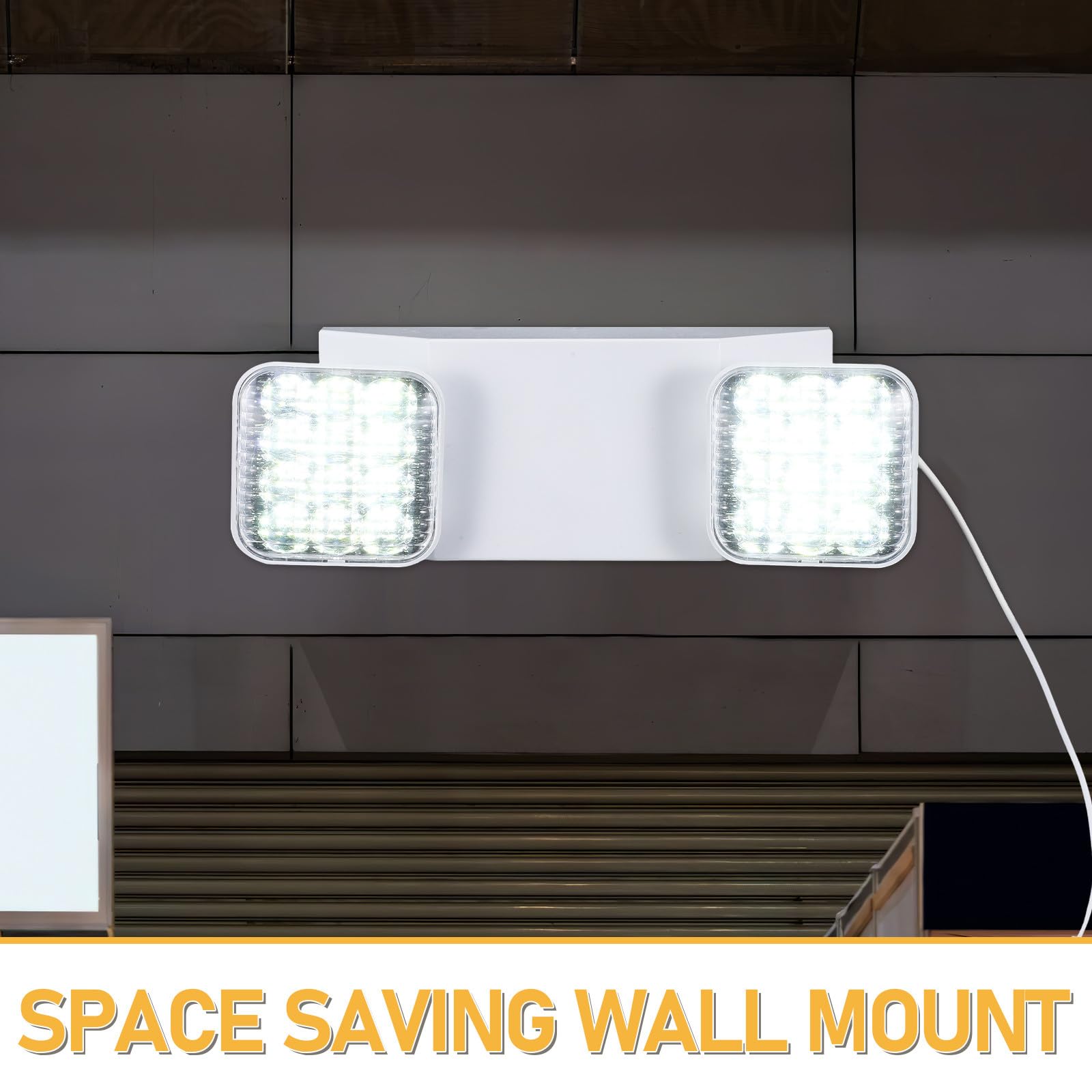 IMIKEYA Luz de emergencia LED: Iluminación de emergencia LED con doble cabezal ajustable - Luminaria de salida de pared para oficinas y negocios con enchufe europeo