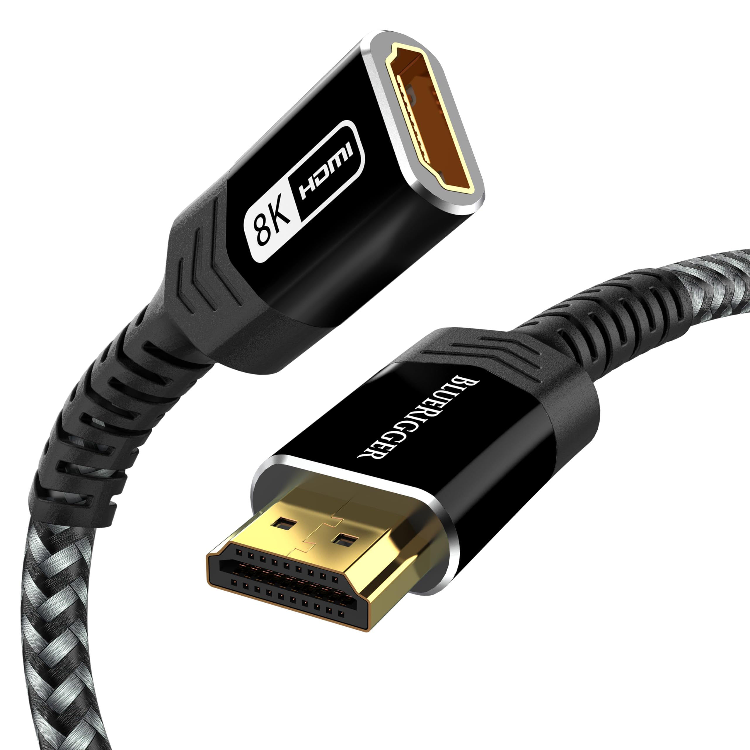BlueRigger HDMI Extension Cable (1.5FT, 8K 60Hz, 4K 120Hz Braided HDMI Extender Cord, 2.1 Ultra High Speed 48Gbps) - Compatible with MacBook Pro 2021, Xbox Series X, Roku, PS5, Switch, Chromecast-image-48