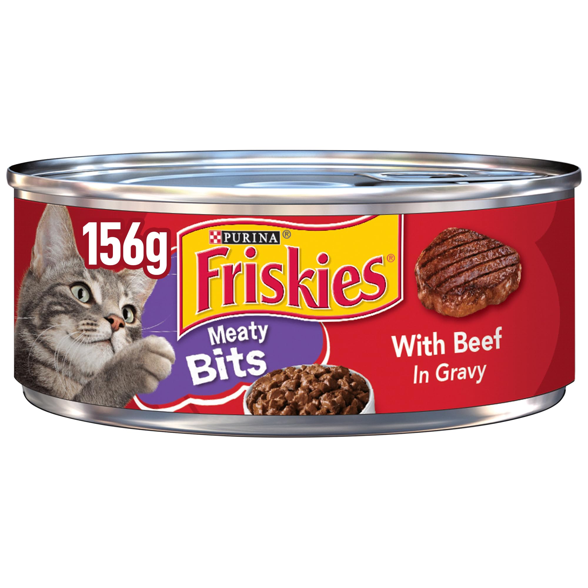 Purina Friskies Gravy Wet Cat Food, Meaty Bits With Beef In Gravy 156g