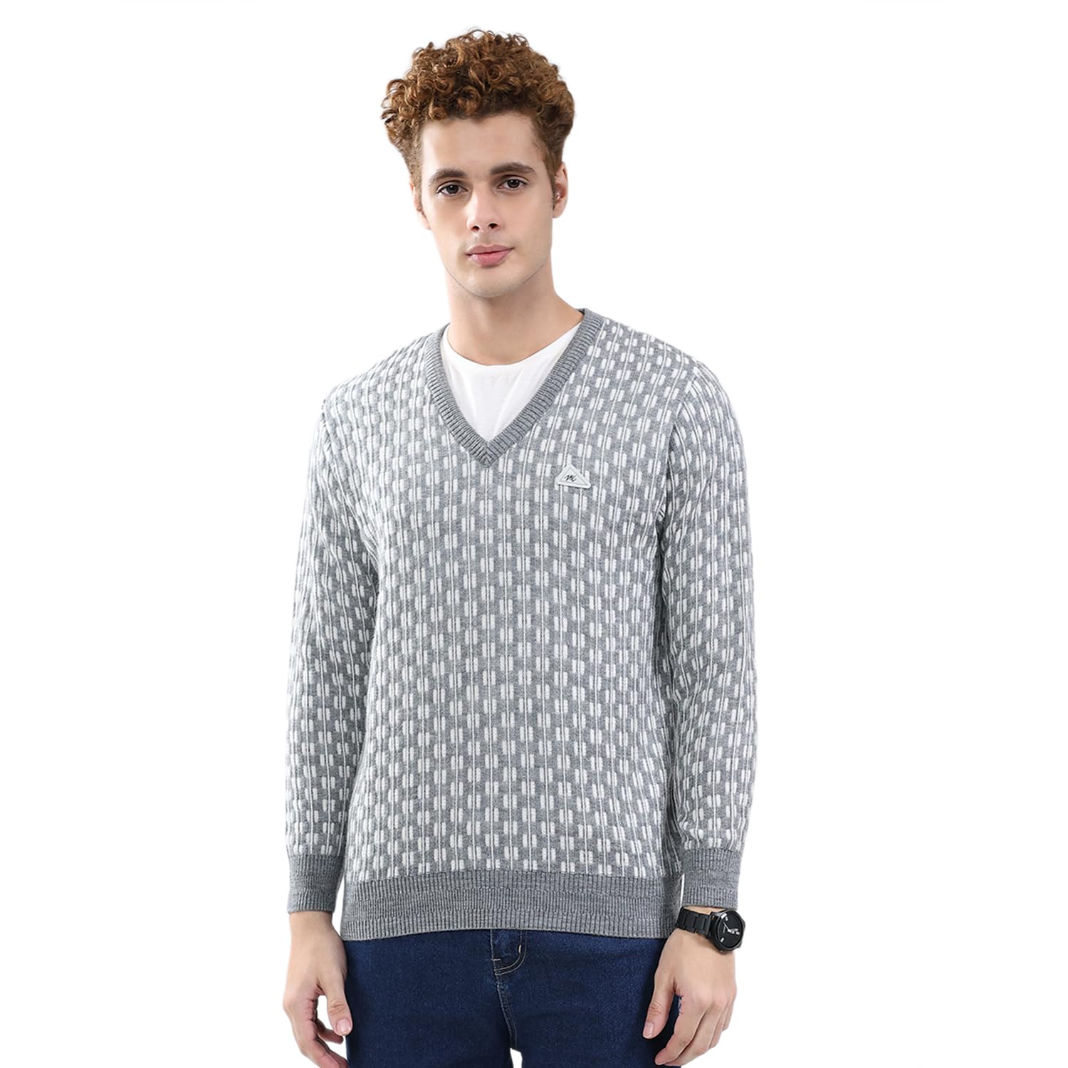 monte carlo Men Regular Fit V Neck Self Designed Pull On Closure Full Sleeve Pullover | Elegant Knit Sweater | Warm Winter Layering | Stylish Casual wear | Winter Pullover for Men's-picture-54