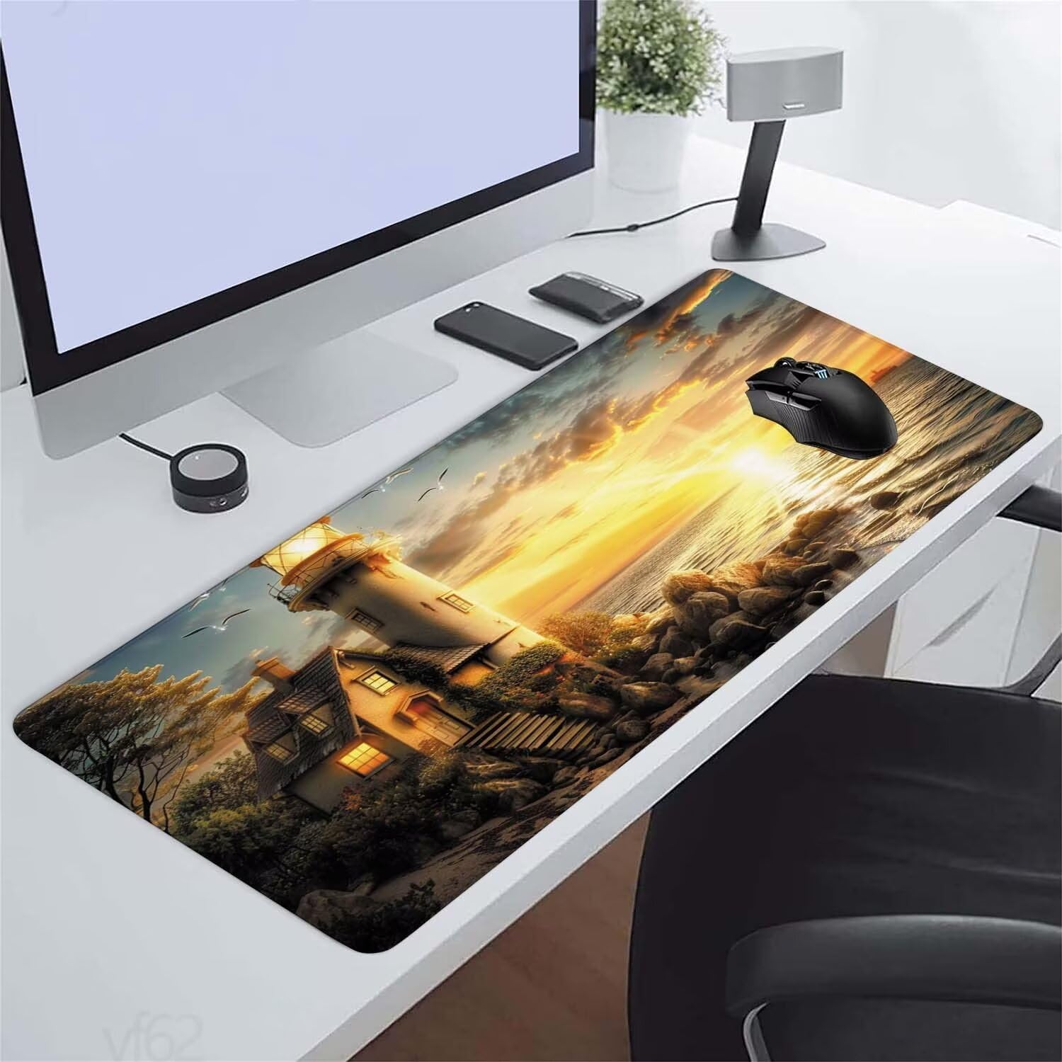 Alfombrilla Ratón océano Alfombrilla Raton 1500x800x3mm, velero Alfombrilla de Ratón Extendida de Gran Tamaño con Bordes Cosidos, Protector Escritorio, Antideslizante, Alfombrilla Ratón Gaming YF-62