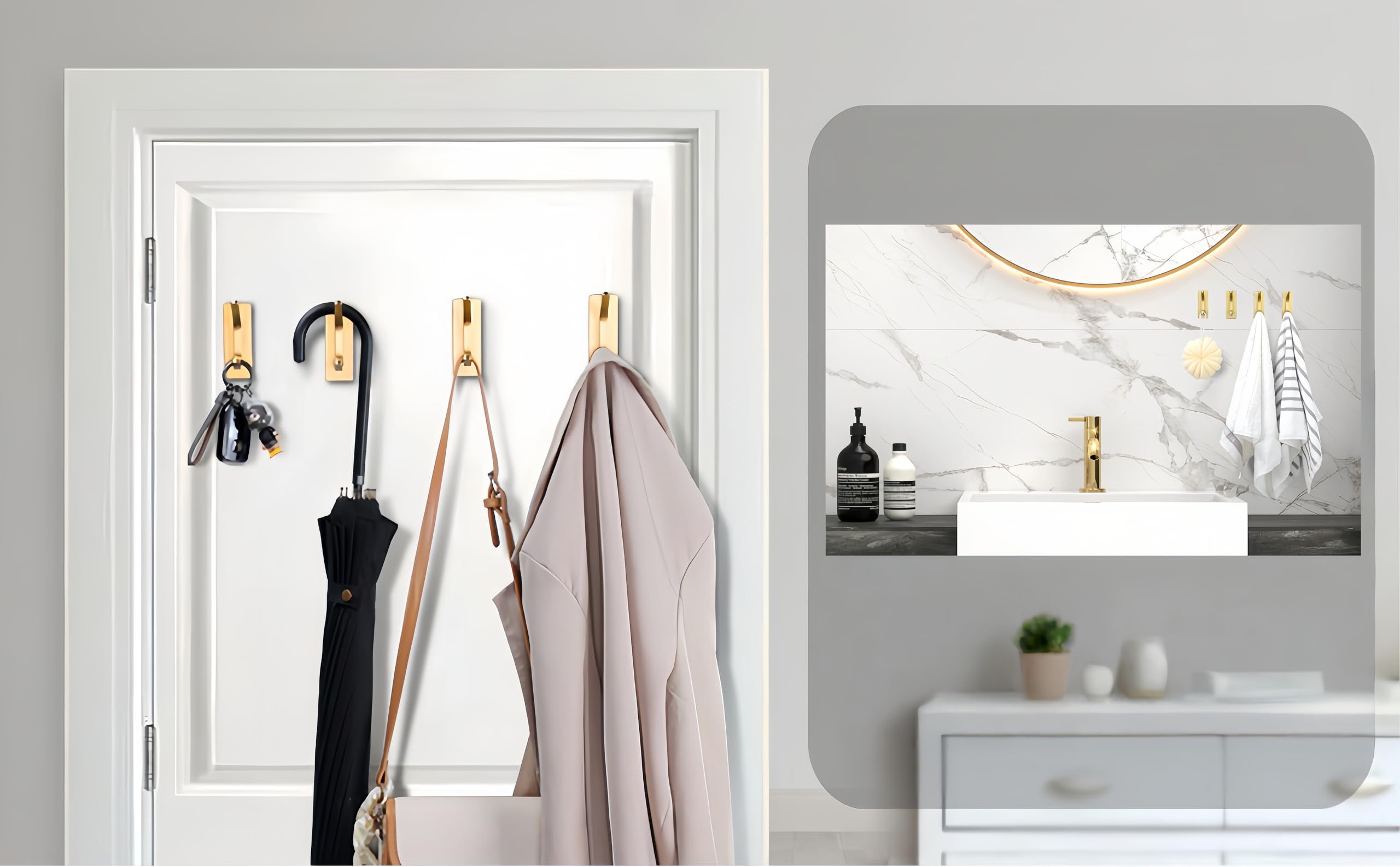 Ganchos De Pared Dorados Para Toallas, Paquete De 4 Ganchos Para Colgar Abrigos, Ganchos Para Colgar Percheros, Ganchos De Aleación De Zinc Para Baño, Garaje, Entrada, Cocina, Hogar