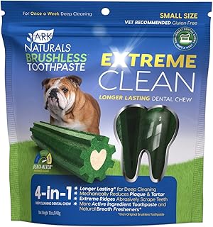 Ark Naturals Extreme Clean Brushless Toothpaste, Longer Lasting Dog Dental Chew for Small Breeds, Freshens Breath, Helps R...