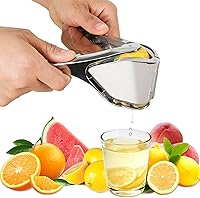 OERPHO Stainless Steel Lemon Squeezer - Foldable Manual Citrus Lime Press, Ergonomic Hand Juicer for Max Juice No Pulp (Silver)