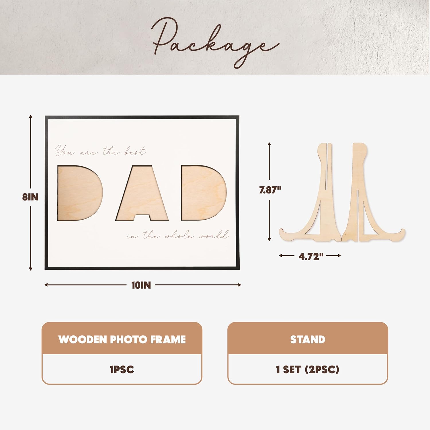 Father's Day Gift For Dad, Photo Frame DAD Sign For Table Decoration, Photo Fame From Daughter, Display 3 Photos 3x3 Inch, Father's Day Gift Picture Frame, Custom Dad Photo, Home Office Decoration (DS51) - Image 4