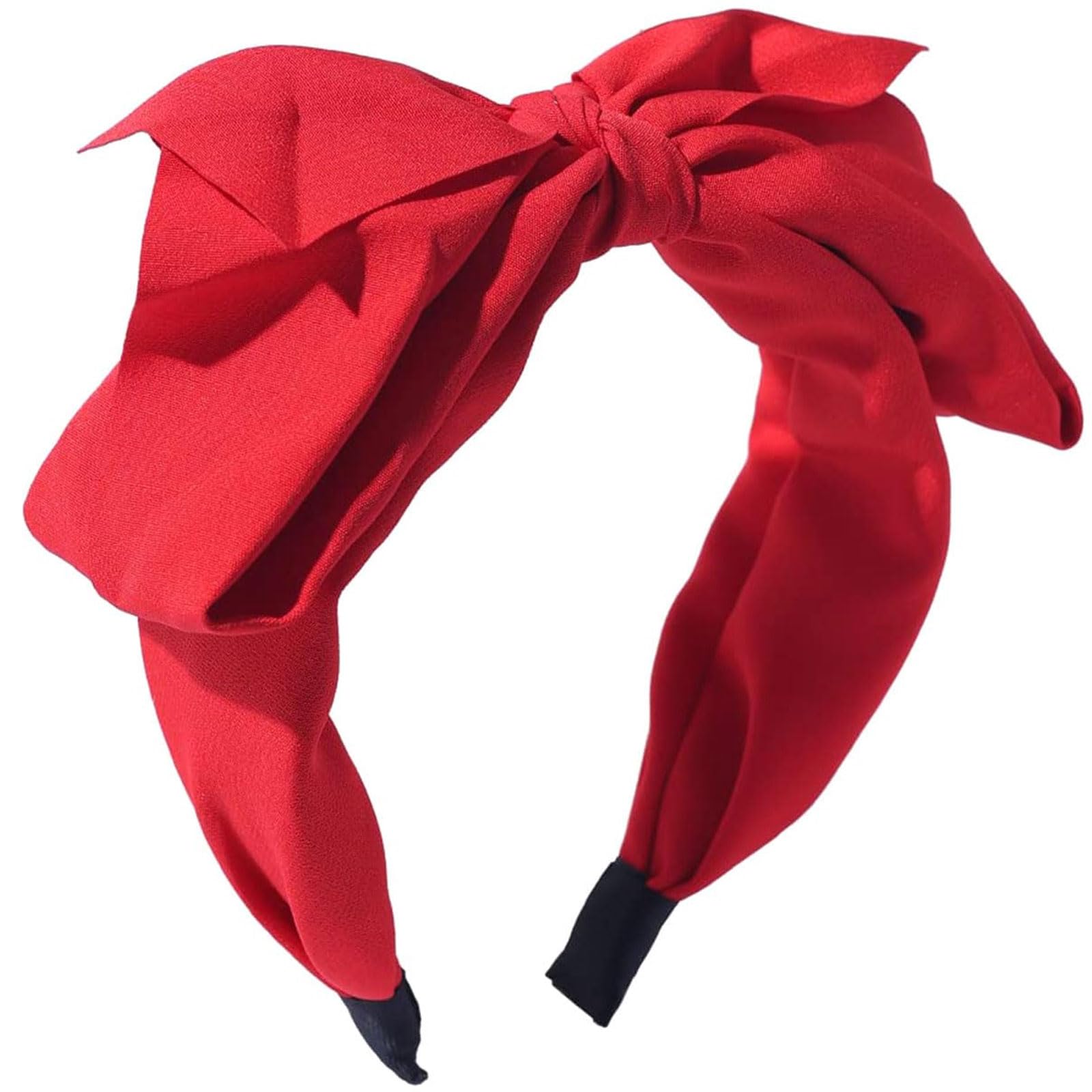 Pvoiue Red Bow Headband for Women Girls, Bowknot Hair Band, Christmas Daily Hair Accessories Wide Turban Hair Hoop Bows Hair Accessories