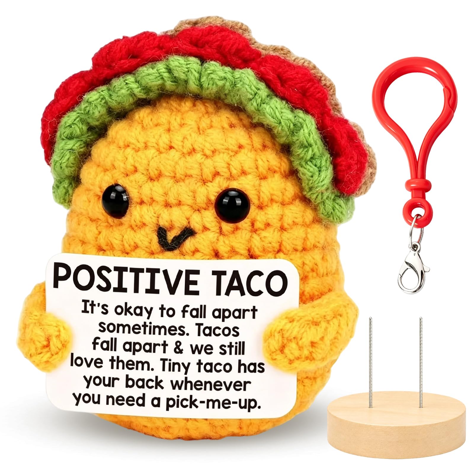 3PCS Handmade Crochet Friend, Soft Knitted Pal, Positive Crochet - Handmade Soft Knitted Friend for Daily Cheer, Encouraging Present for Loved Ones, Birthday Gift