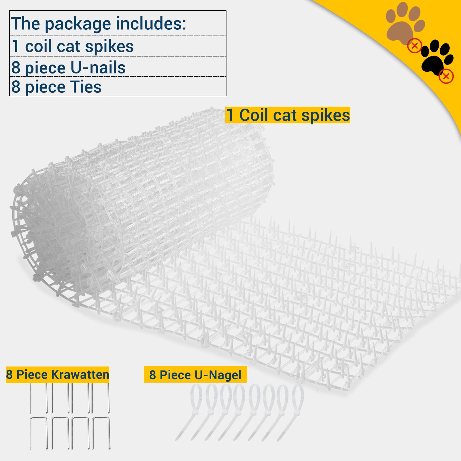 tappetino anti gatto 28x 200 cm,spuntoni per gatti, tappetino repellente per gatti bianco, La punta perfetta dell'ago, Nuove materie prime in polipropilene di alta qualità