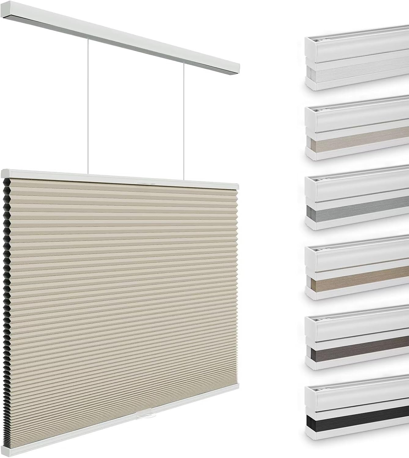 Changshade Blackout Cellular Shades Cordless, Top Down Bottom Up Blinds for Windows, 1.5" Single Cell Pleated Honeycomb Window Shades for Bedroom, Child Room,33" Width x72 Height,Beige Blackout-beige 33"W*72"H