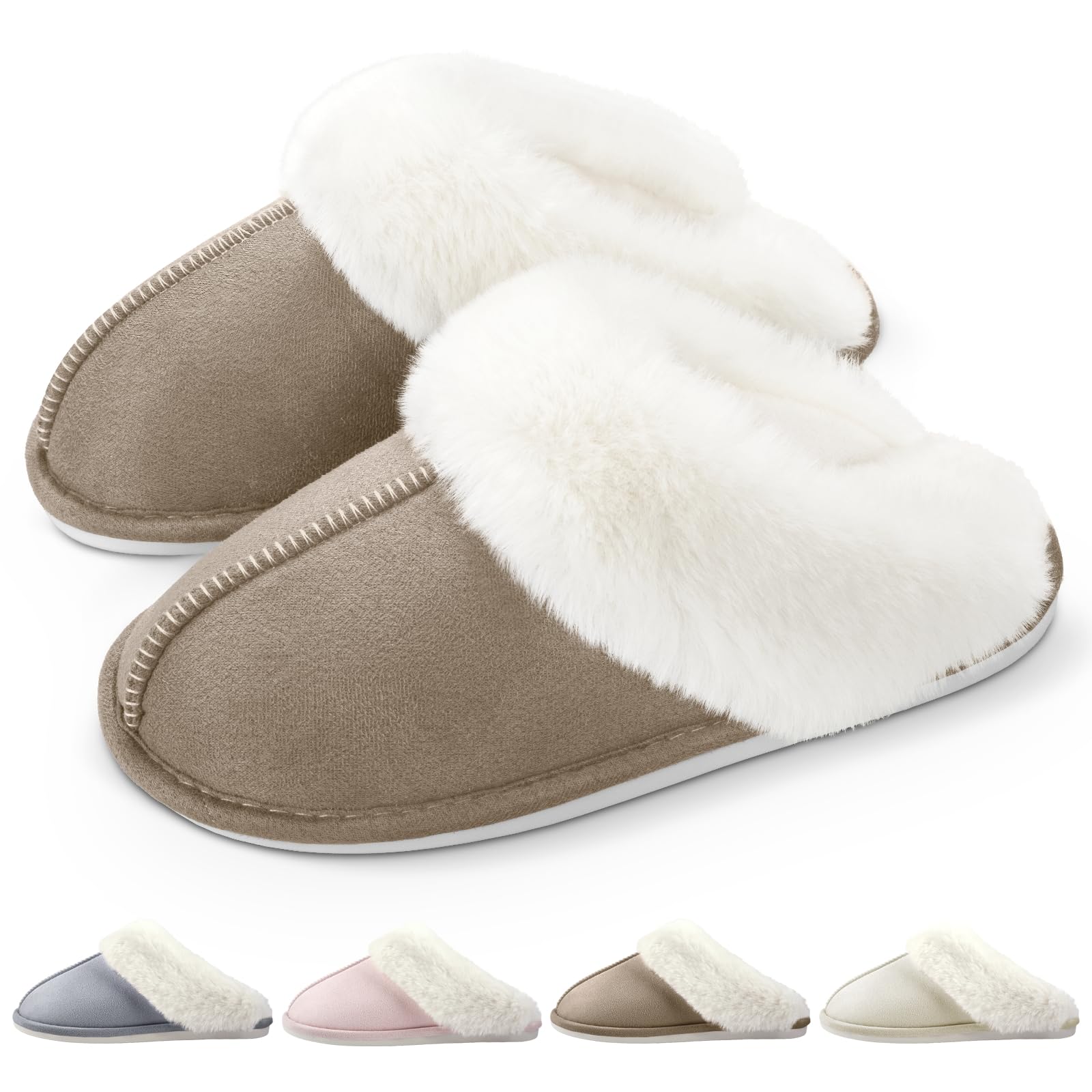 RUVVDR Pantofole Donna Uomo Ciabatte Donna Uomo Invernali Comode Pelose Ciabatte Casa di Cotone Morbido Antiscivolo Slippers Interno & Esterno