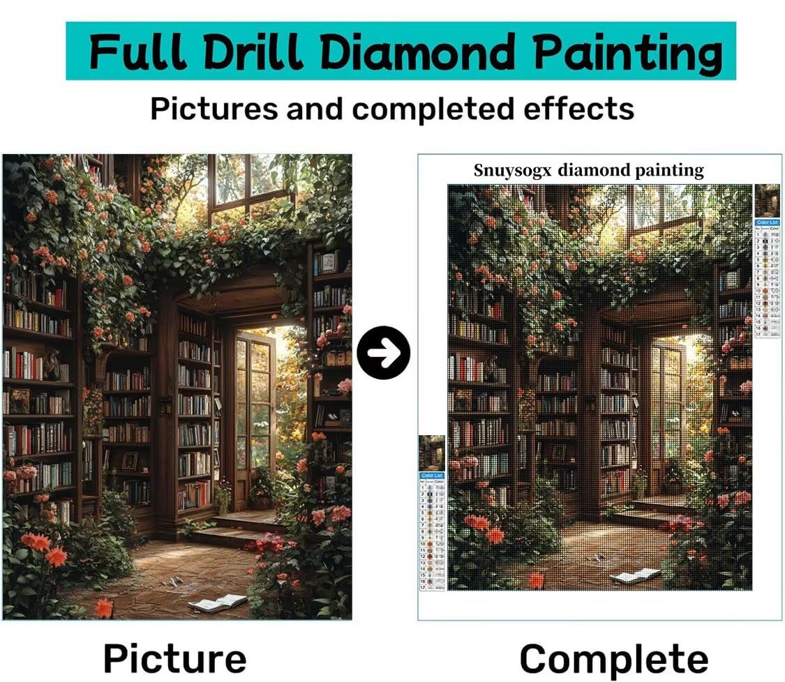 Garten Diamond Painting Groß XXL 90x120cm für Bastelset Kinder ab 6 Jahre, 5D Diamond Painting Bücher Neuheiten, DIY Diamant Mosaik Bastelset Erwachsene, Daiments Malerei Stickerei Festival Deko S-327