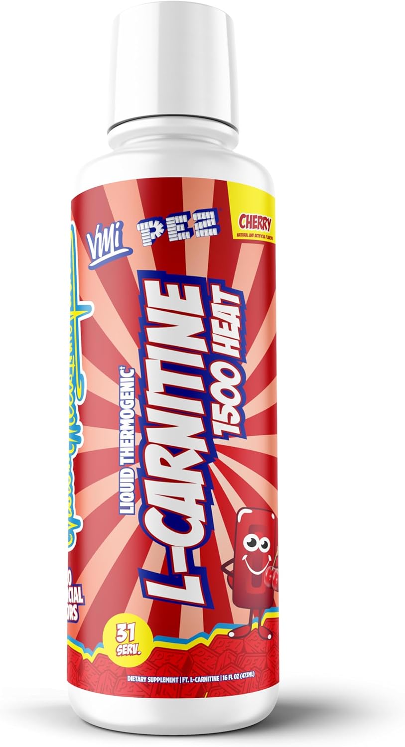 VMI Sports L-Carnitine 1500 Heat Stimulant Free Thermogenic Metabolic Support & Fat Loss for Men & Women | 1500mg L-Carnitine | Convenient Liquid (PEZ Cherry)