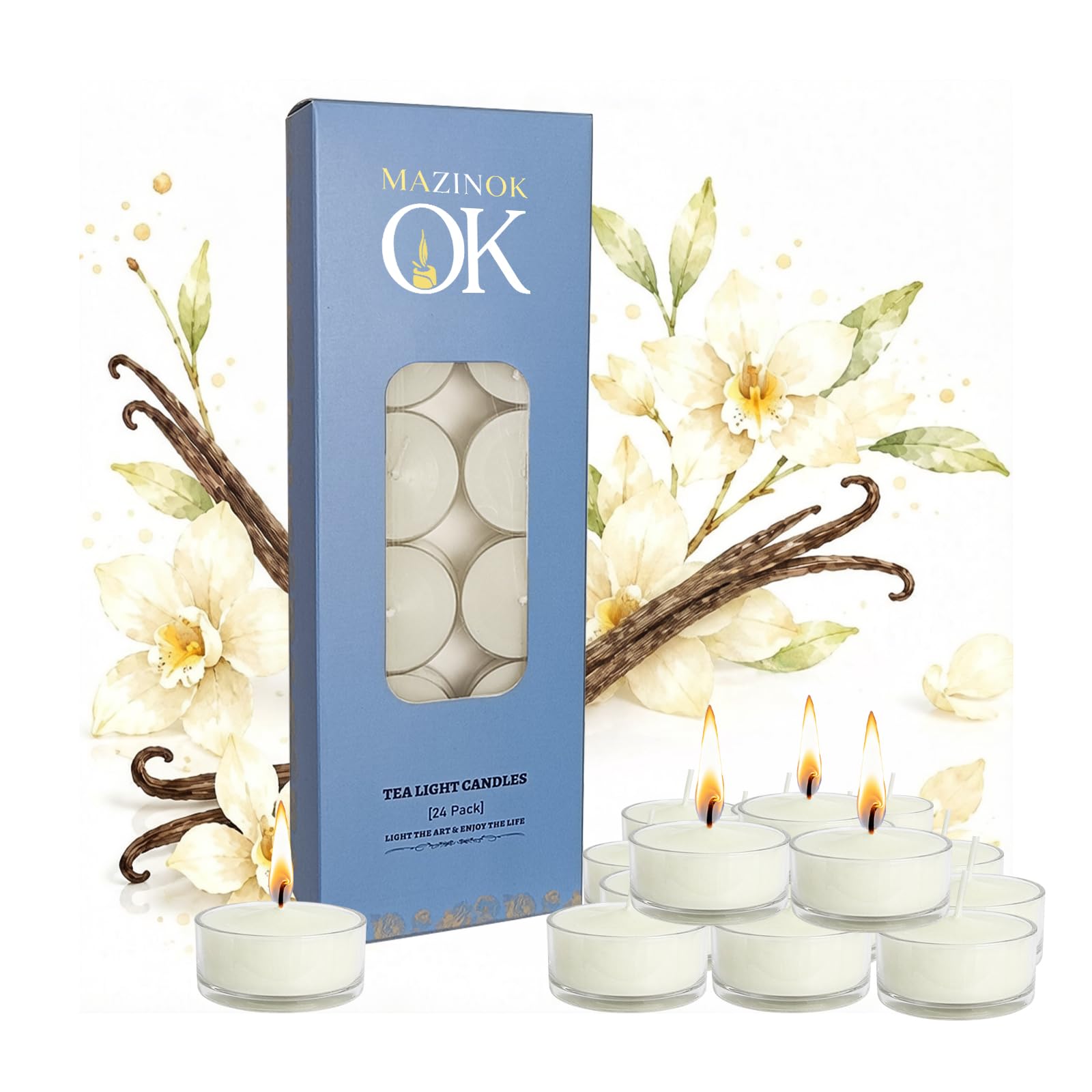 Velas perfumadas de vainilla, 24 unidades, color blanco marfil, sin humo, para relajar spa, yoga y ambiente de dormitorio
