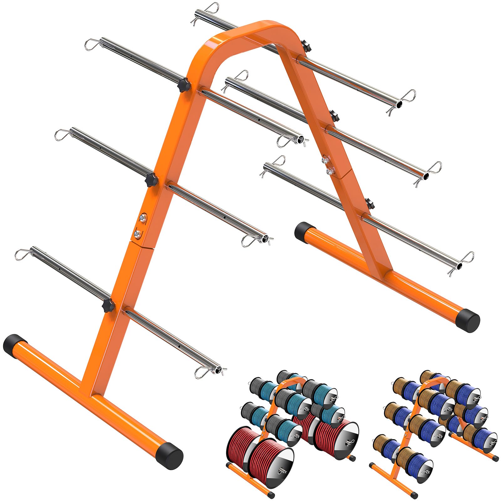 SELEWARE Portable Wire Spool Caddy, Cable Dispenser with 6 Adjustable Rods