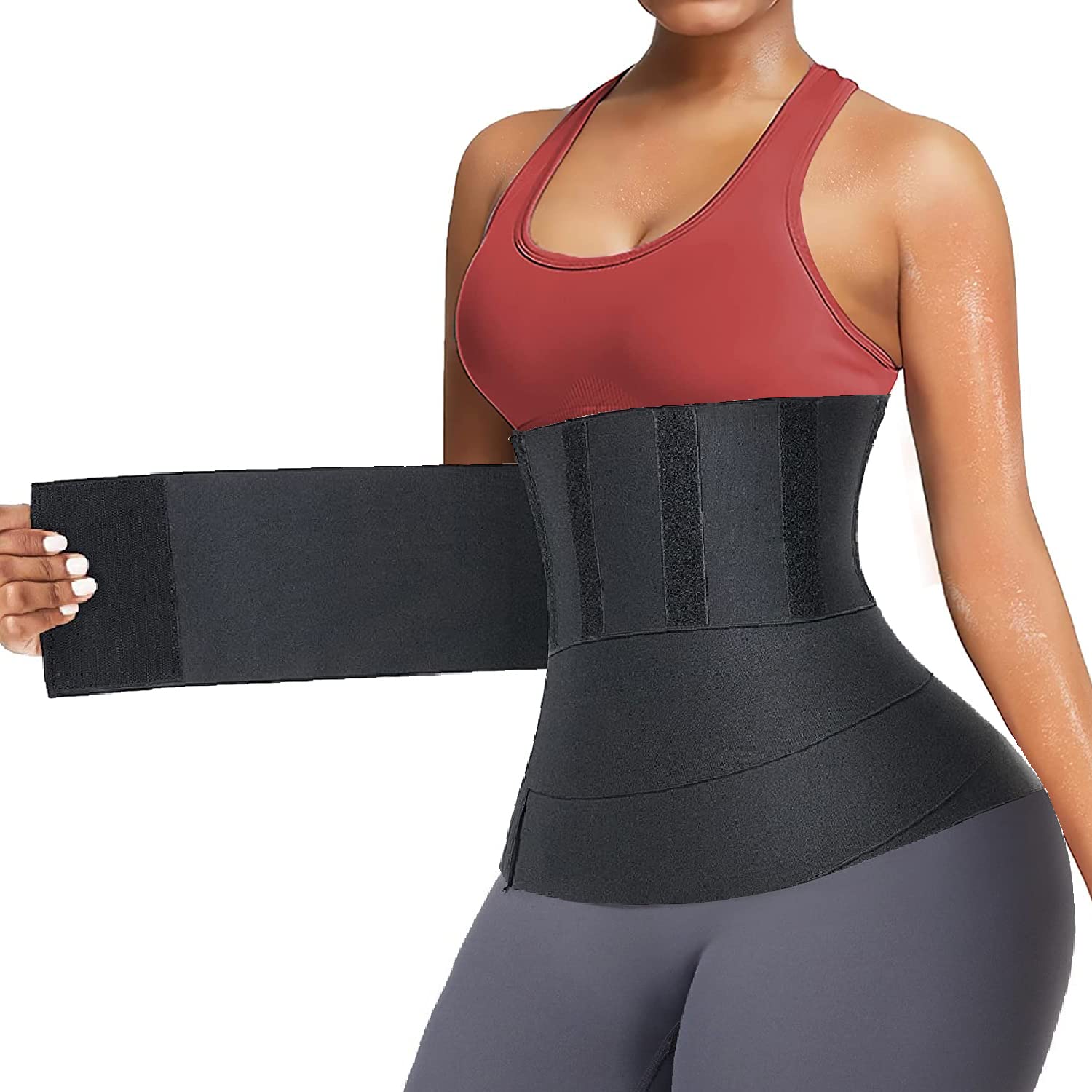 M MITLINK Waist Wrap, Waist Trainer for Women,Snatch Me Up Bandage Wrap Lumbar Waist Support Belt,Adjustable and Comfortable Backrest (Black), Black, One Size