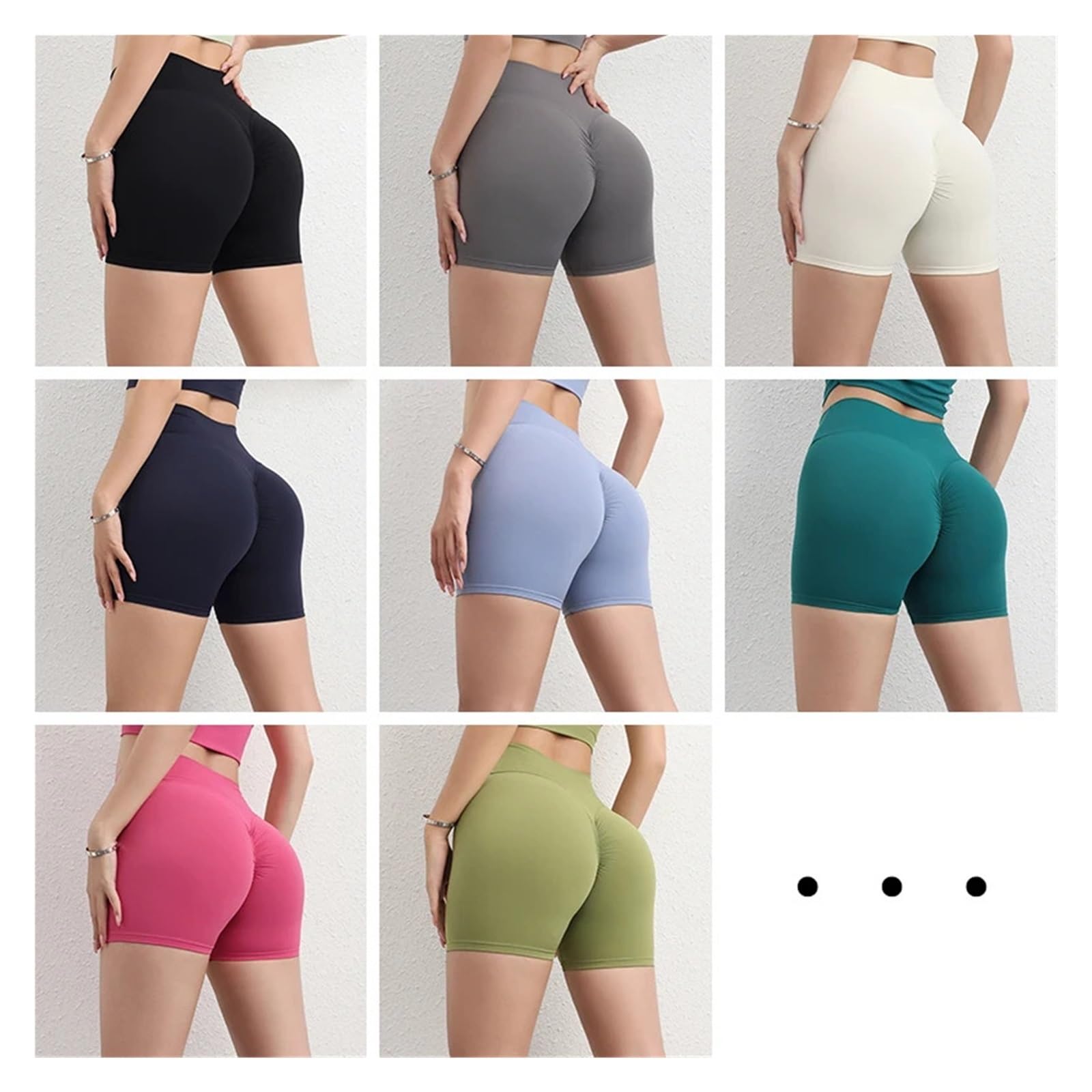 Short de Yoga Short de Sport en Nylon for Femme, Short Yoga, Fitness, Cyclisme, Taille Haute, élastique, Moulant, Respirant, sans Coutures pour Le Sport