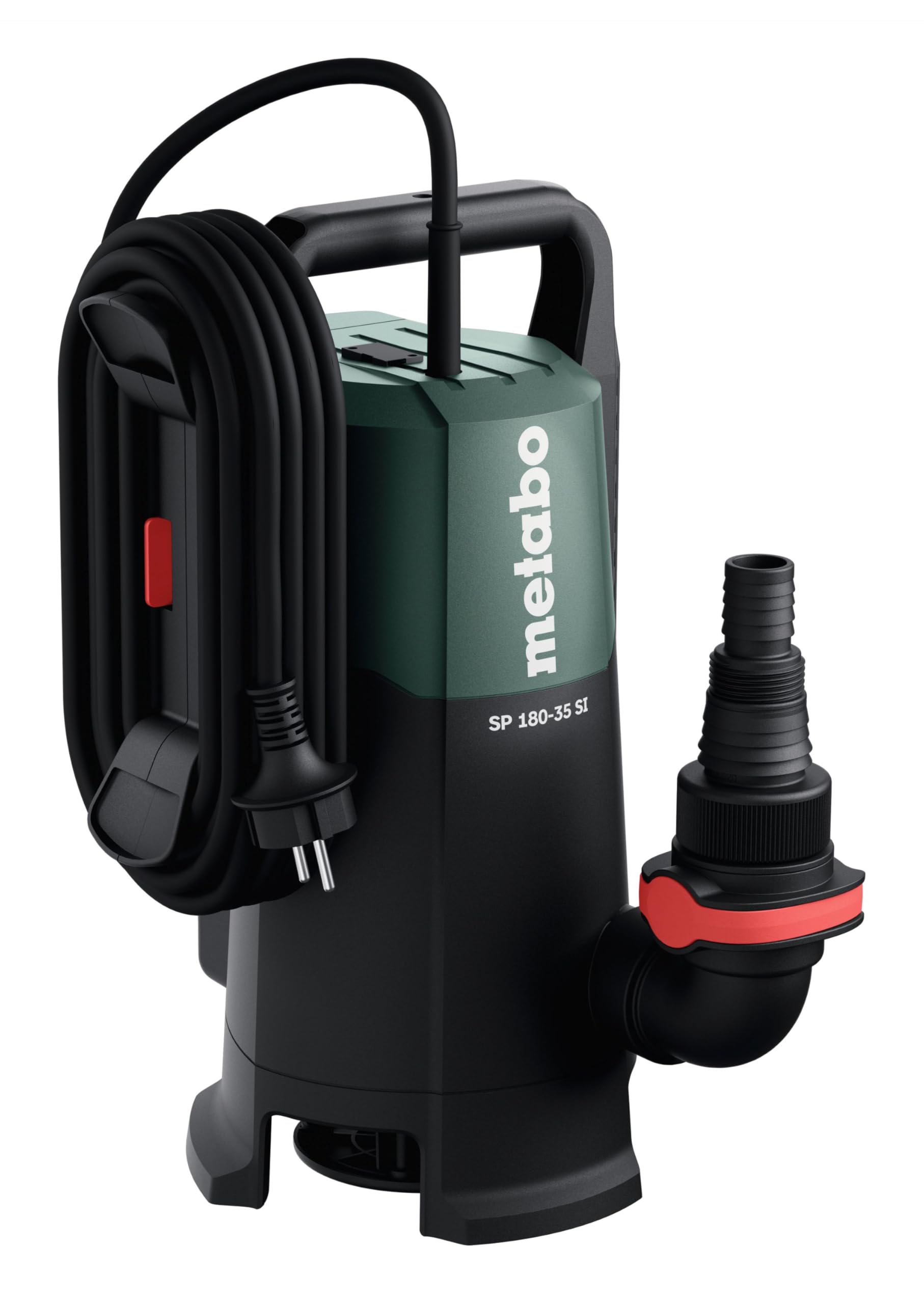 metabo Bomba sumergible para aguas residuales SP 180‑35 SI – 600 W, 18.000 l/h, altura de extracción de 7 m, hasta 35 mm de tamaño de grano, interruptor de flotador regulable en altura, conexión
