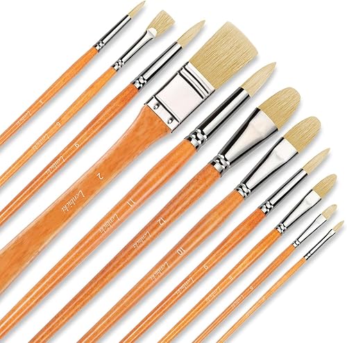 Miniatura 1 de Juego de 11 pinceles profesionales de cerdas de animales, perfectos para pintura al óleo con una caja de transporte gratis (naranja)