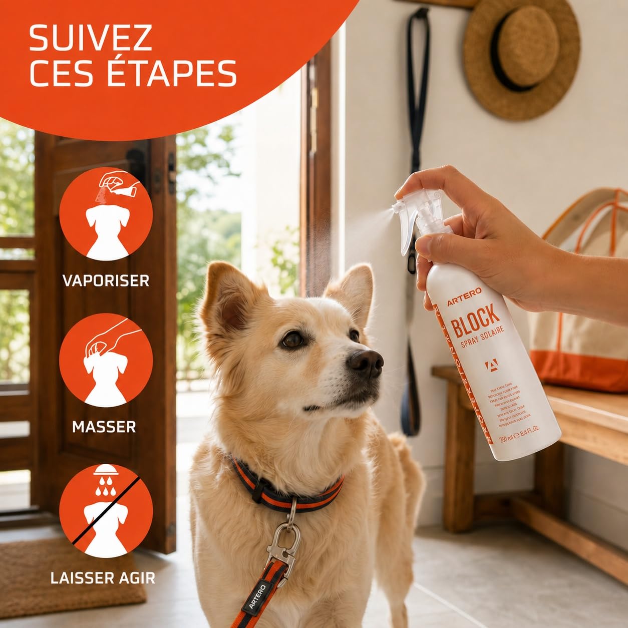 ARTERO Block. Crème Solaire pour Animaux de Compagnie. Protège Le Pelage des Effets des Rayons UV et infrarouges.