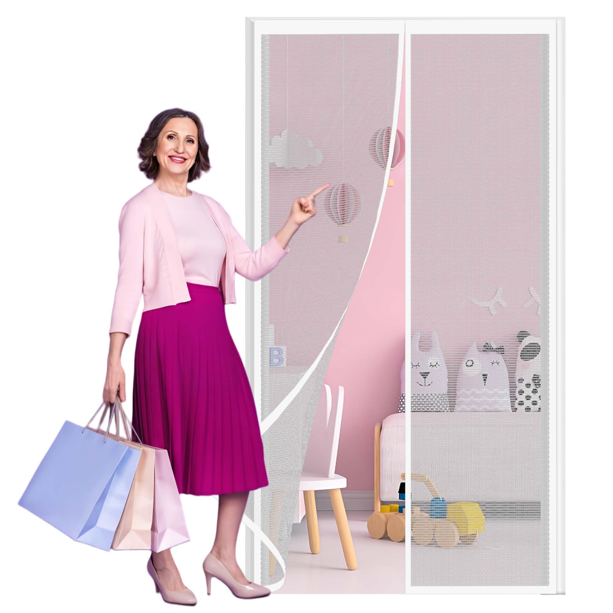 Moustiquaire porte fenêtre 124 x 256 cm maille fine blanche sans percer