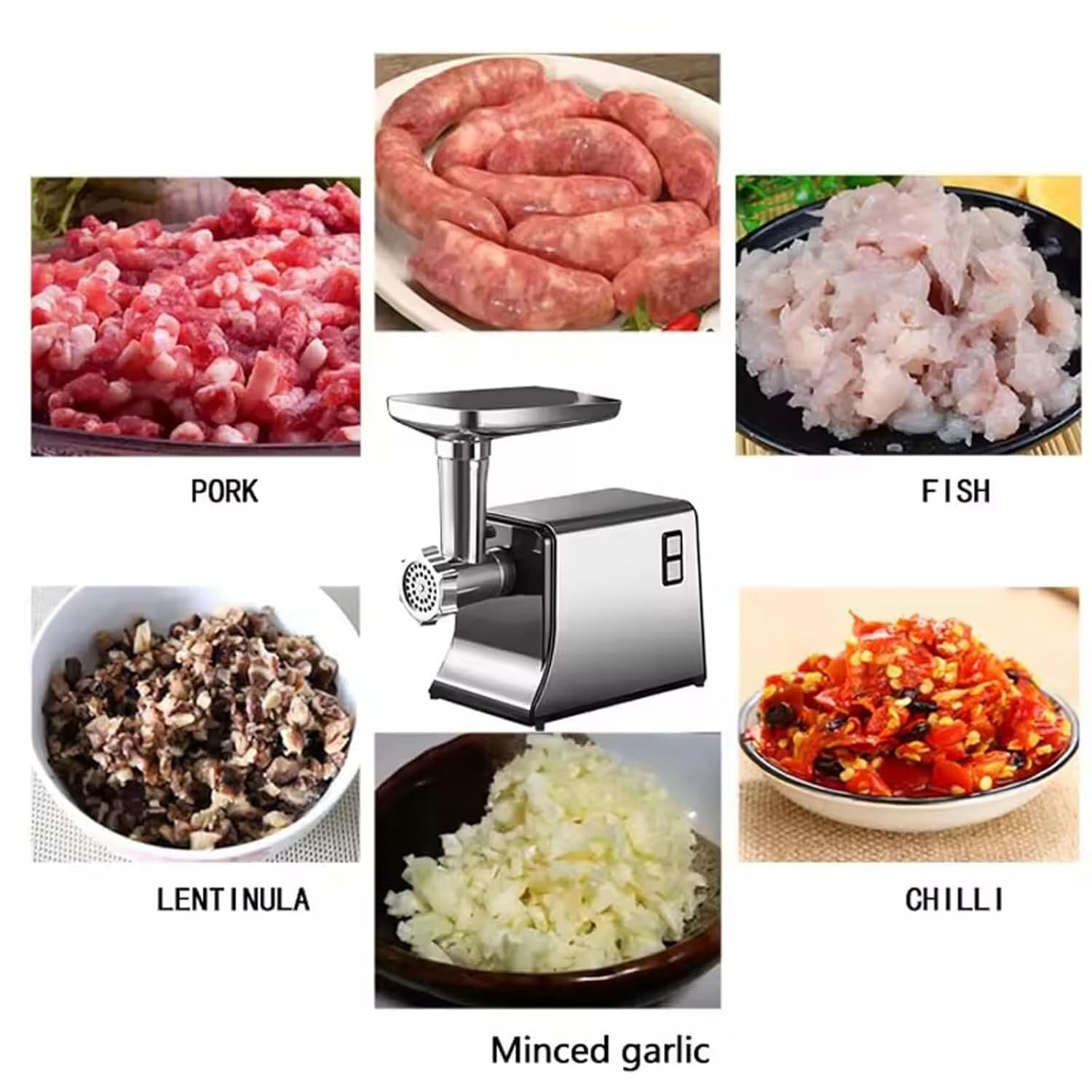350w Electric Food Chopper,Sausage Stuffer Maker,Low Noise Operation With4 Blade 3 Grinding Plates,Grinding Plates & Stuffing Tubes,for Home Kitchen Use