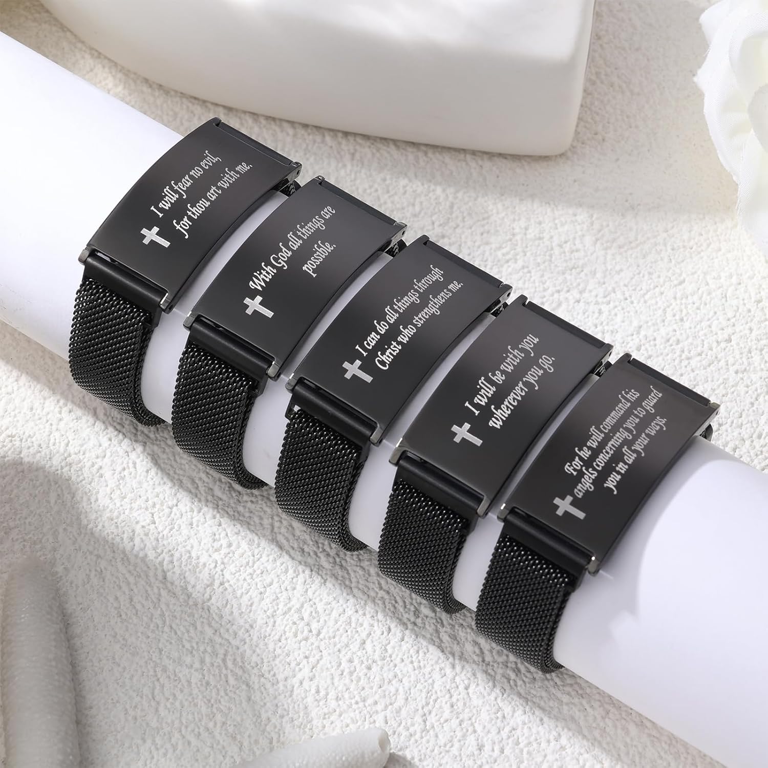 Cross Bible Verse Bracelet Stainless Steel Adjustable Christian Faith Link Bracelet Christian Religious Gift for Men Women Teenage Son Grandson Confirmation Christmas Stocking stuffers - Image 6