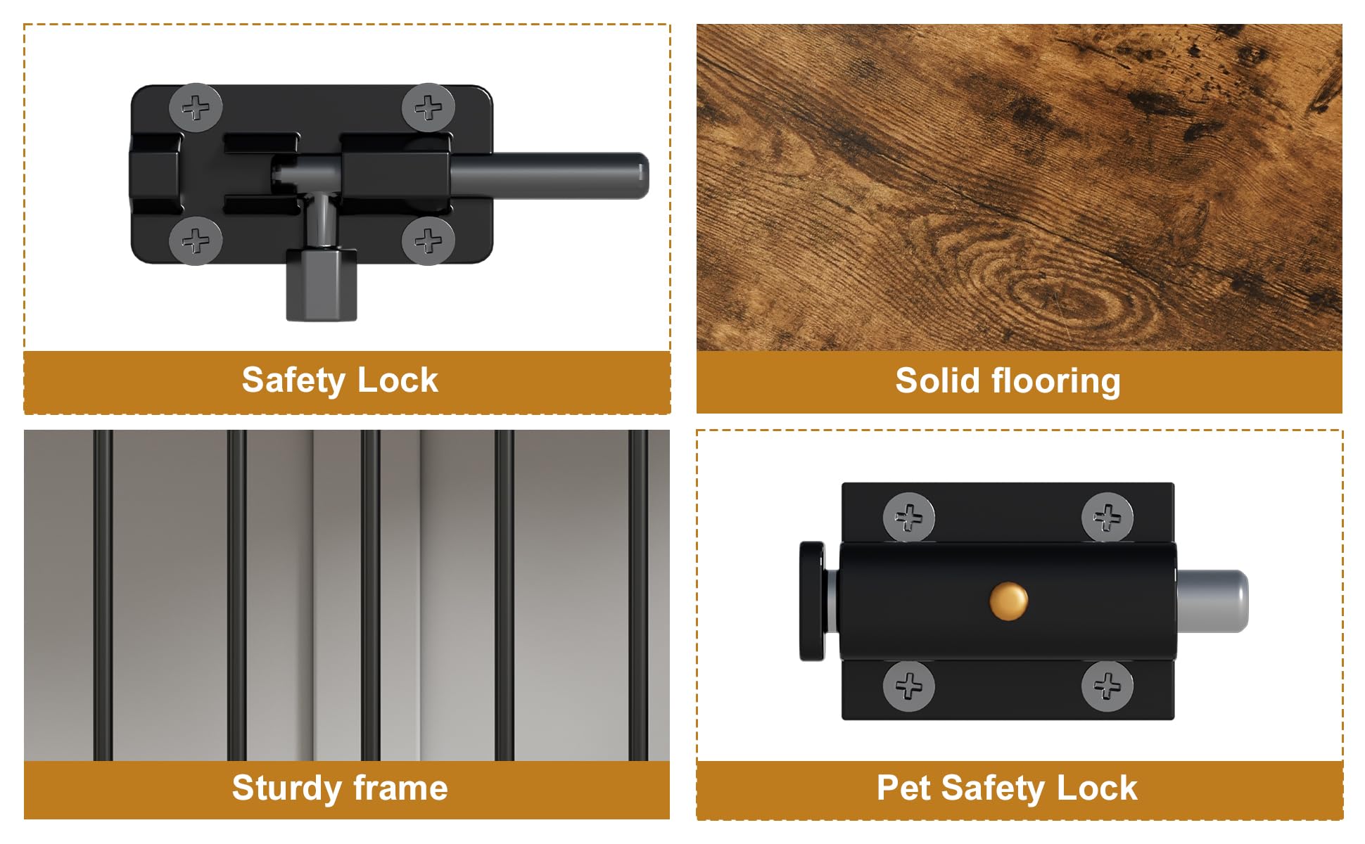 Hundekäfig Möbel,105 cm Hundebox 2Futternäpfe,1Türen,Moderne Hundekäfig Indoor für Klein/Mittele/Große Hunde,Gitterbox HundFaltbar aus Holz,Beistelltisch,Tür mit Riegel,105 × 58 × 65,6 cm,Weiß Braun