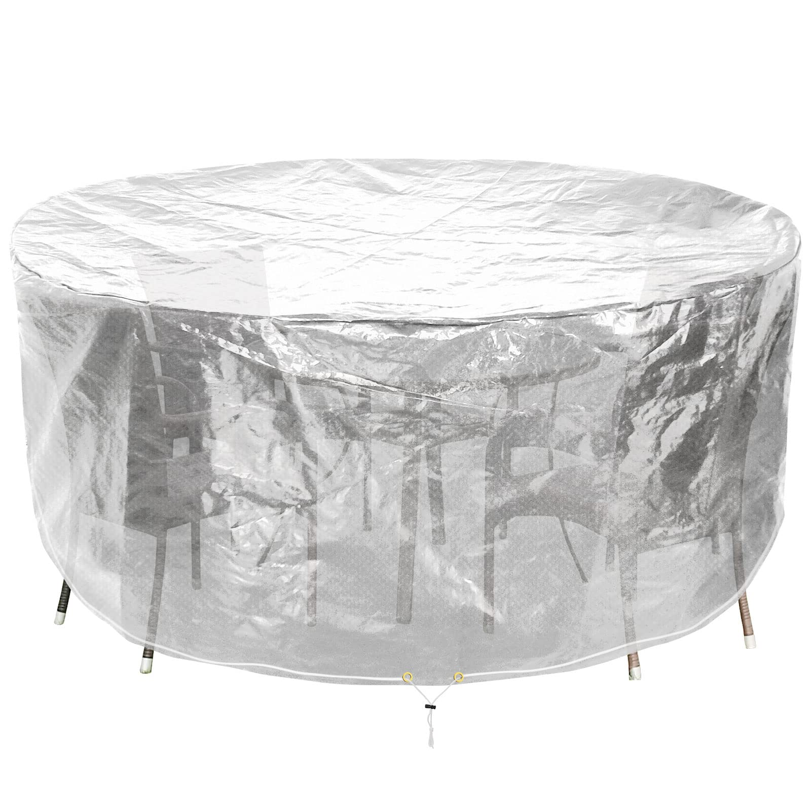 RICHIE Waterdichte tuinmeubelhoezen van 300 x 90 cm voor buiten voor ronde tafel en stoel, transparant