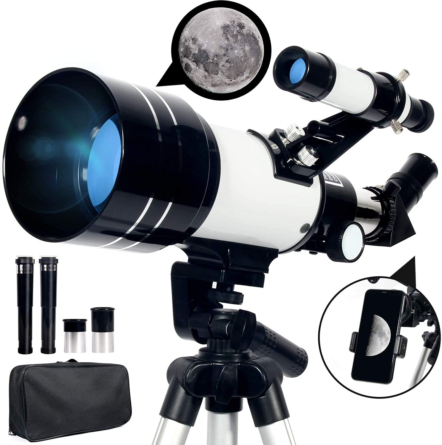 Citaaz 150x High Power Refractor Monocular Astronomical Telescope for Kids with Portable Tripod Monocular Telescope with Phone Holder