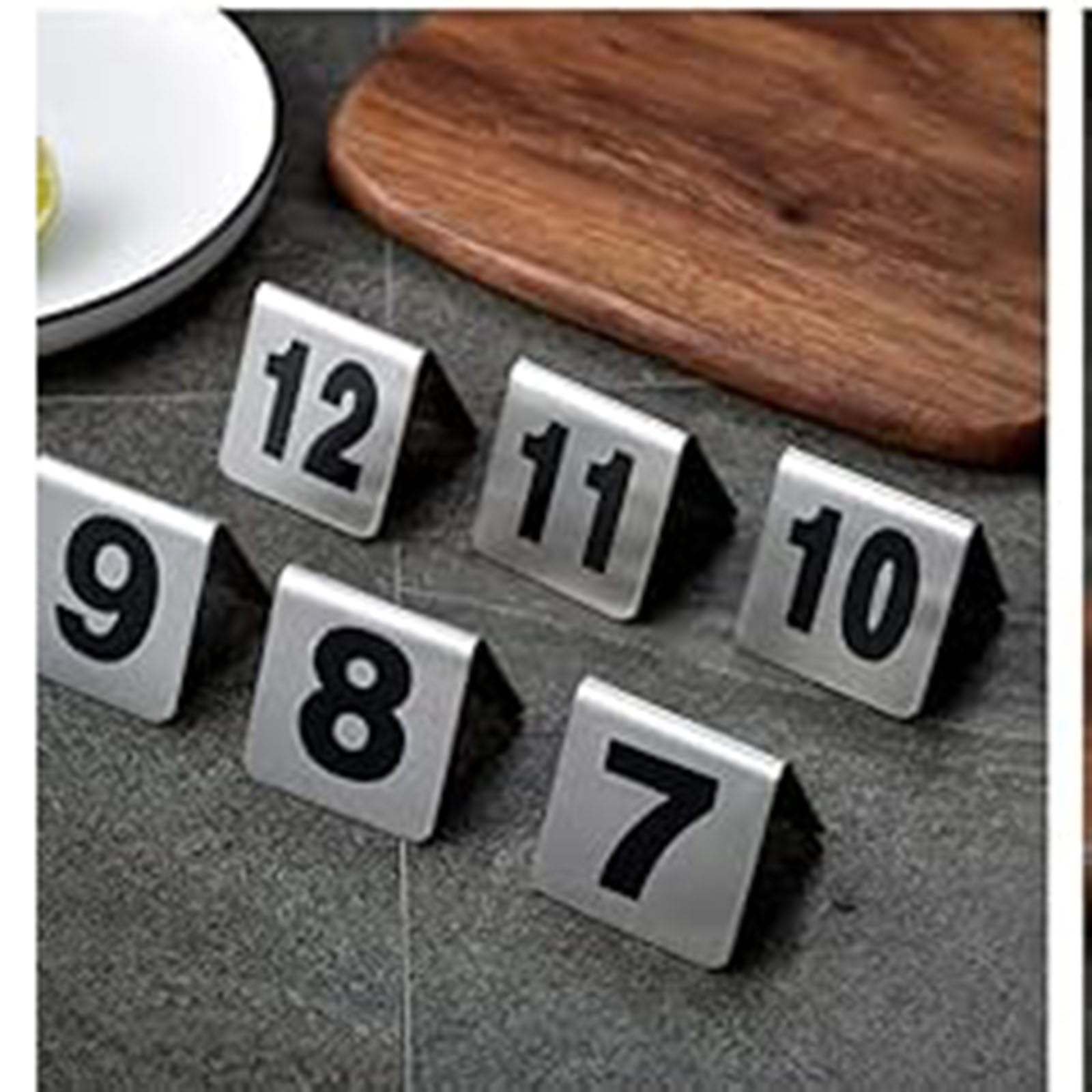Juego de tarjetas con números de mesa de acero inoxidable, diseño apilable de doble cara, colas en restaurantes e identificación de números de llamada(1-50)