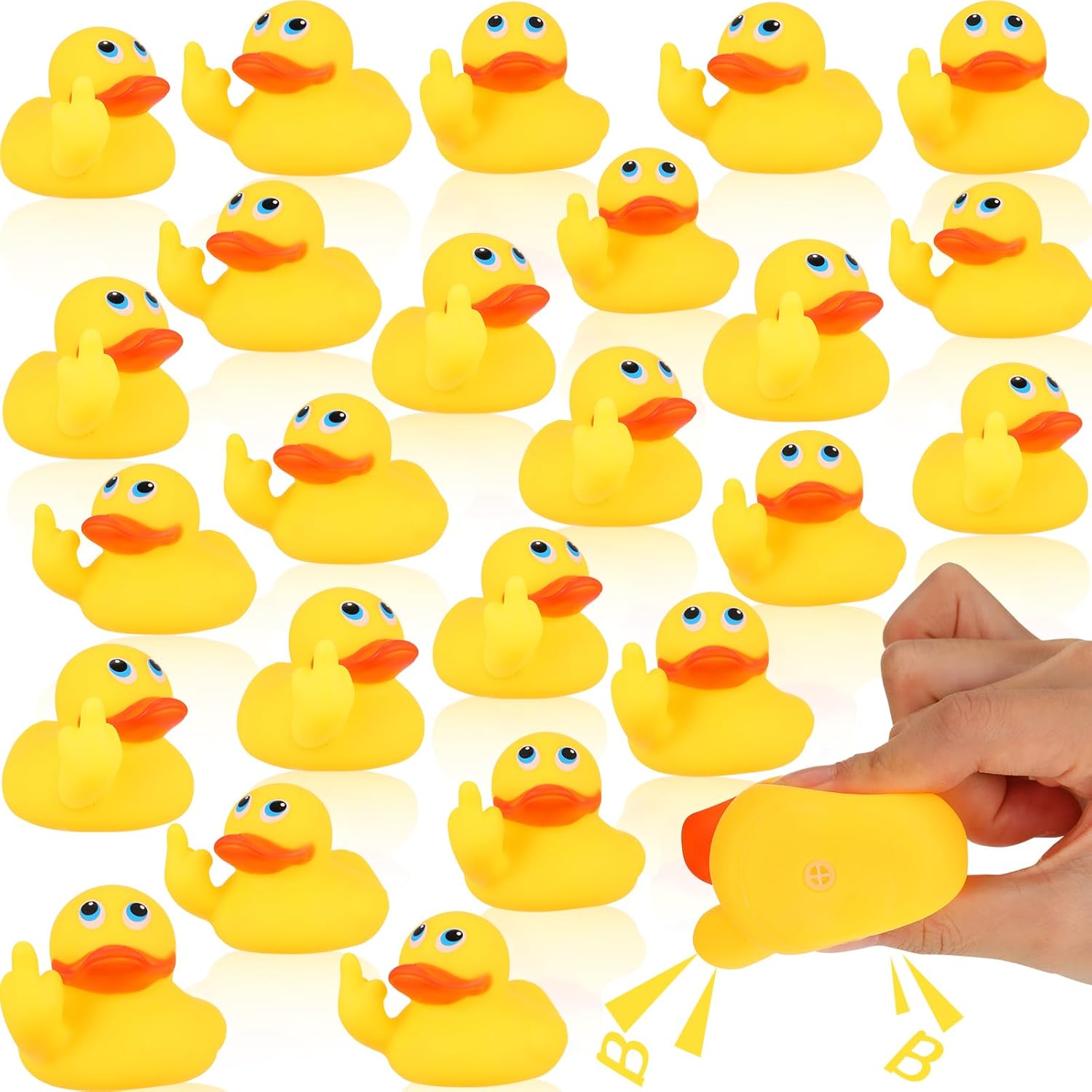 12 Set Middle Finger Rubber Ducks With Mounts - Funny Car Dashboard Decorations