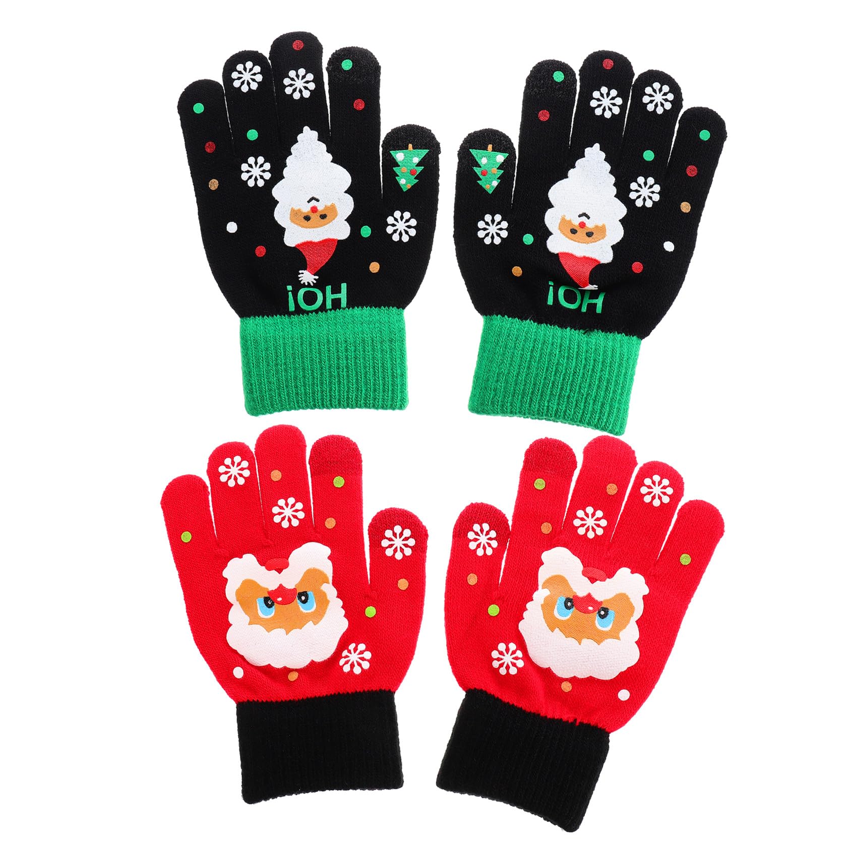 LIFKOME Guantes Calientes para Niños de Punto Navideños, Guantes de Invierno Dedos Completos, Tejido Elástico Transpirable, Talla Pequeña para Estudiantes, Adecuado para Exteriores