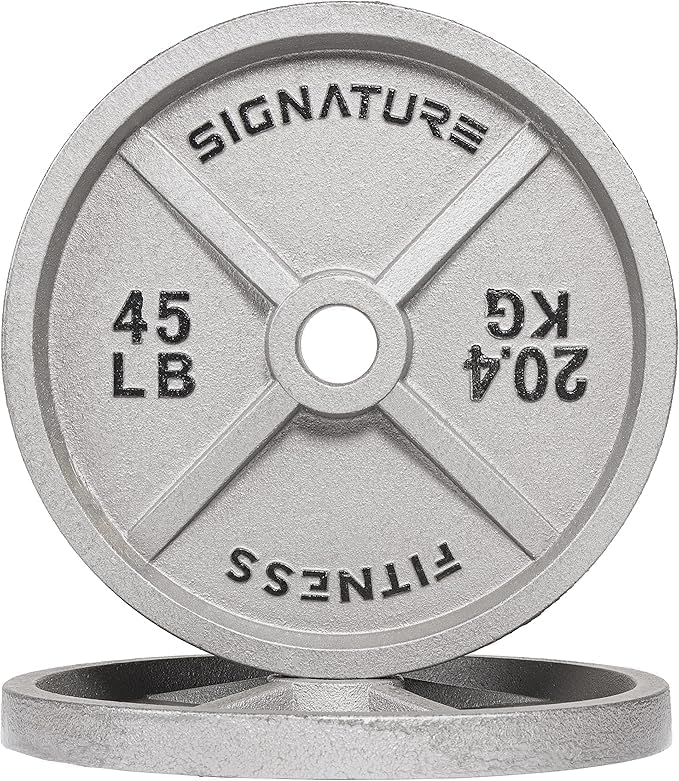Fitvids Deep Dish 2-Inch Olympic Cast Iron Weight Plates with E-Coating 45lb - Pair Gray
