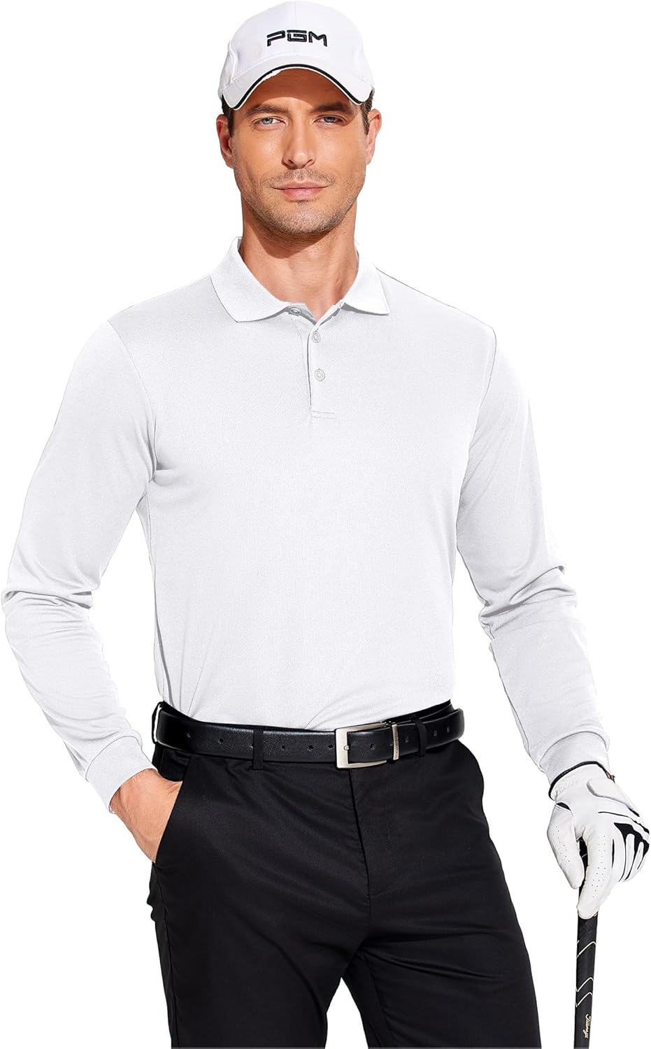 PINSPARK Long Sleeve Polo Shirts for Men Moisture Wicking Golf Shirts Quick Dry Work Hiking Casual Collared Shirt - Image 2