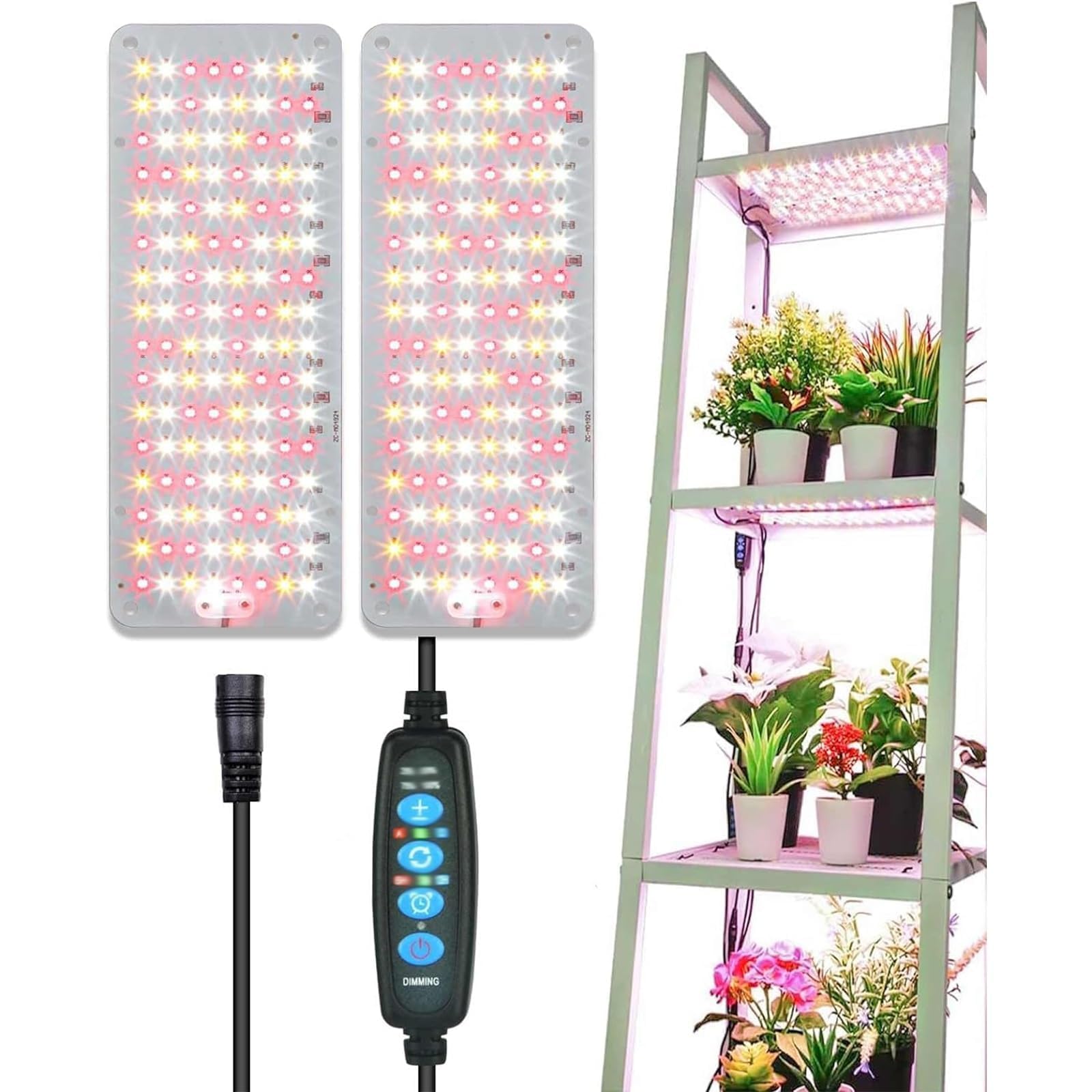 2pcs Grow Lights, 4400K 4 Dimmable Levels Full Spectrum Plant Light for Indoor Plants, 256 Sunlike Grow Lamp with for Hydroponics, Herb Garden, Seed Starter (Size : B)