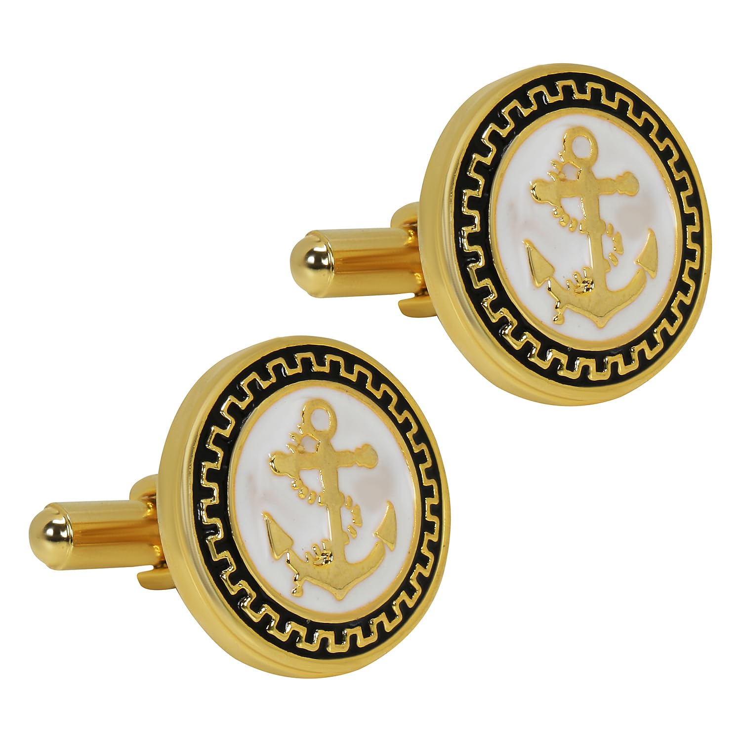 TRIPIN Cufflinks For Men Golden Cufflinks With Classic Anchor Design Gift Box (Gold Black) (B0D41P9Z87) Amazon Price History, Amazon Price Tracker