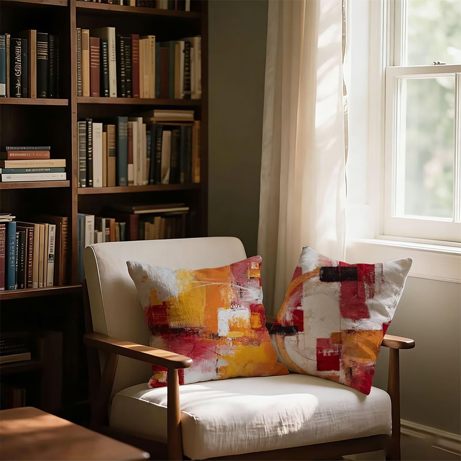 Housse de Coussin Canapé Abstrait 65x65cm Exterieur Impermeable Couleur Orange Taie D'oreiller Décoratif Aesthetic Housse Coussin Decoration pour Chambre Sofa Jardin Balcon Terrasse Lot de 2. P-5265