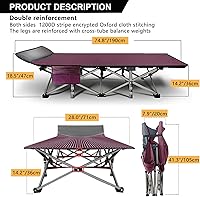 Vista 6 de Barbella Catre plegable para campamento, paquete de 2 catre portátil con colchón, cama plegable para exteriores con bolsa de transporte