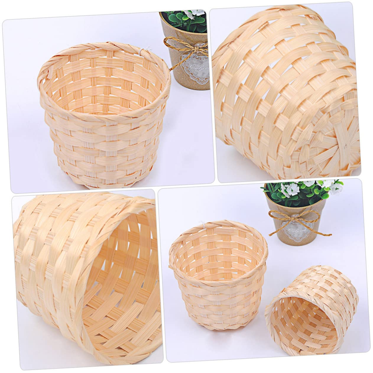 Amazon.co.jp: WATIIFUFU 8個手編み竹製収納バスケット 多目的雑貨整理