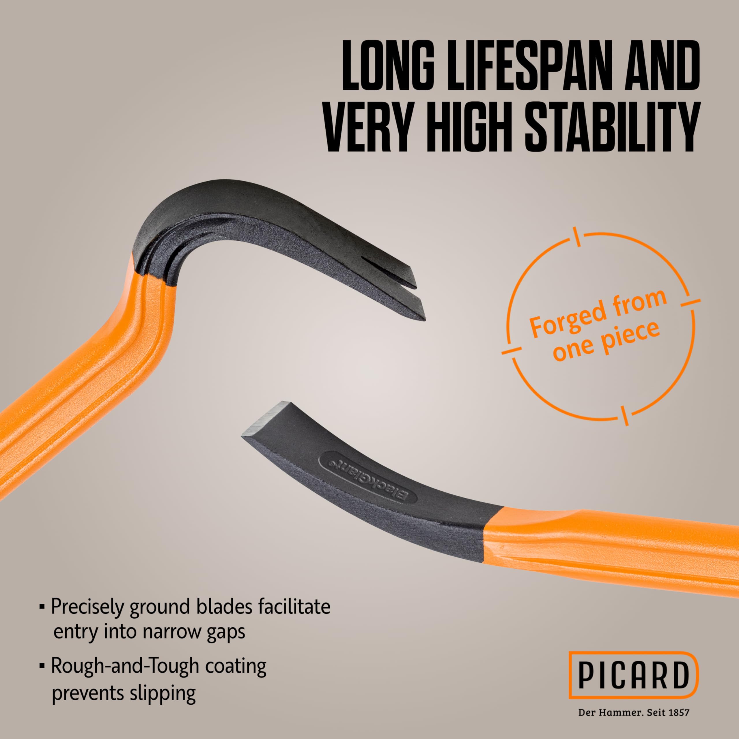 PICARD Leva chiodi BlackGiant® Bar, No. 46Z, 61 cm | Palanchino professionale in acciaio forgiato | Piede di porco compatto e ultra resistente per uso intensivo