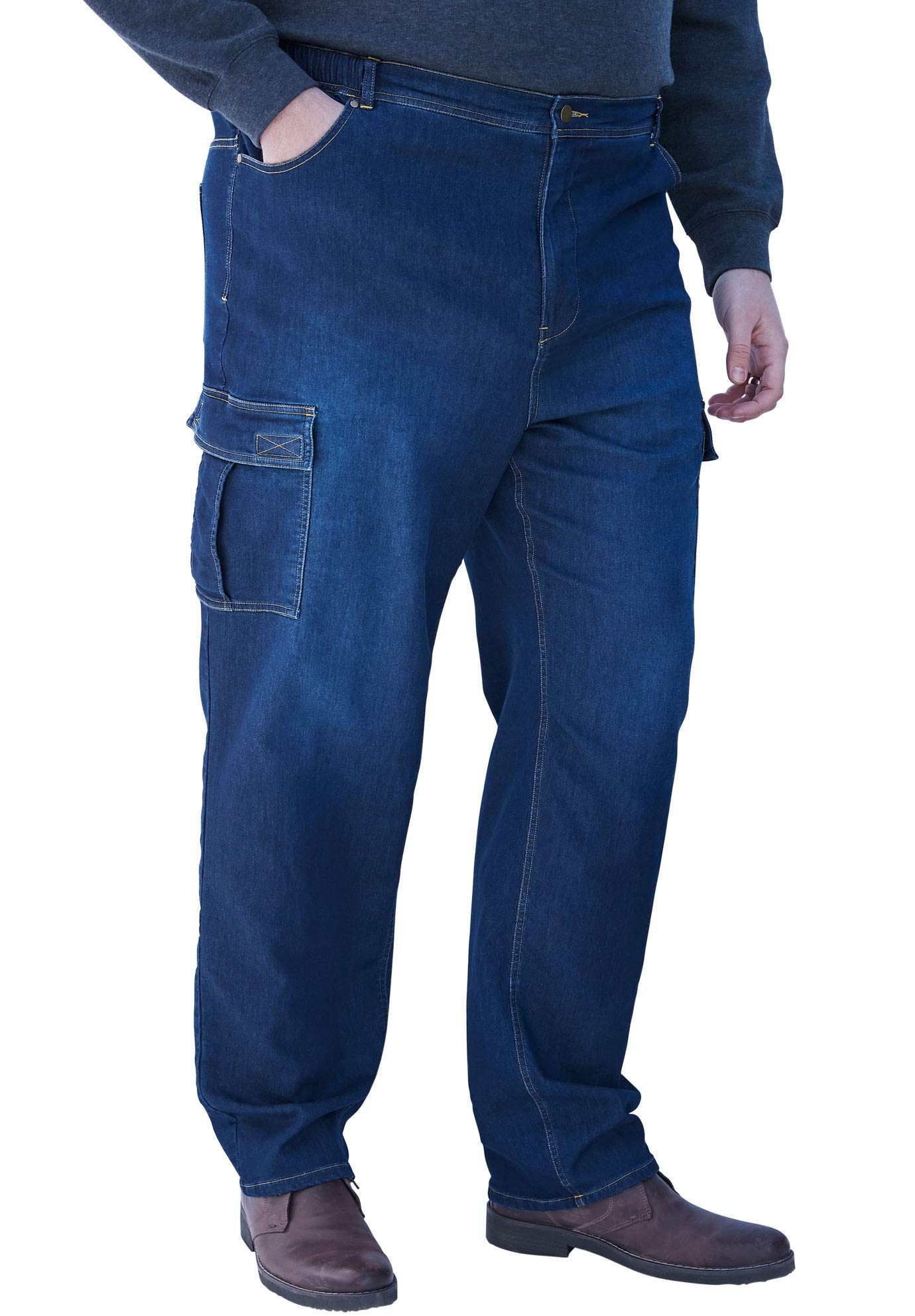 KingSizeMen's Big & Tall Relaxed Fit Cargo Denim Look Sweatpants Jeans