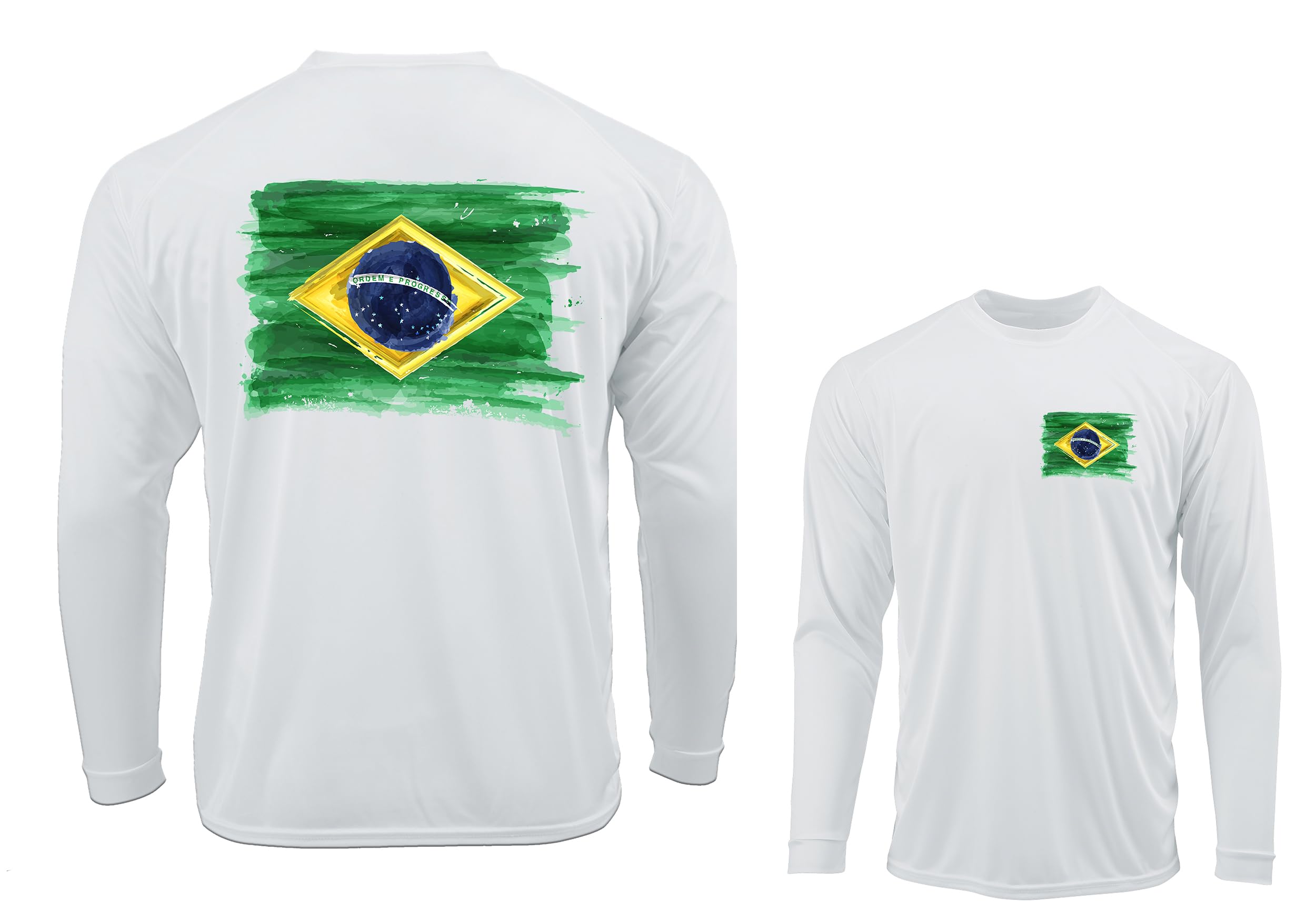 Brazil Grunge Flag Brasil Surf Sailing Fishing Long Sleeve Performance Surfing UPF50 Rashguard T-Shirt-image-18