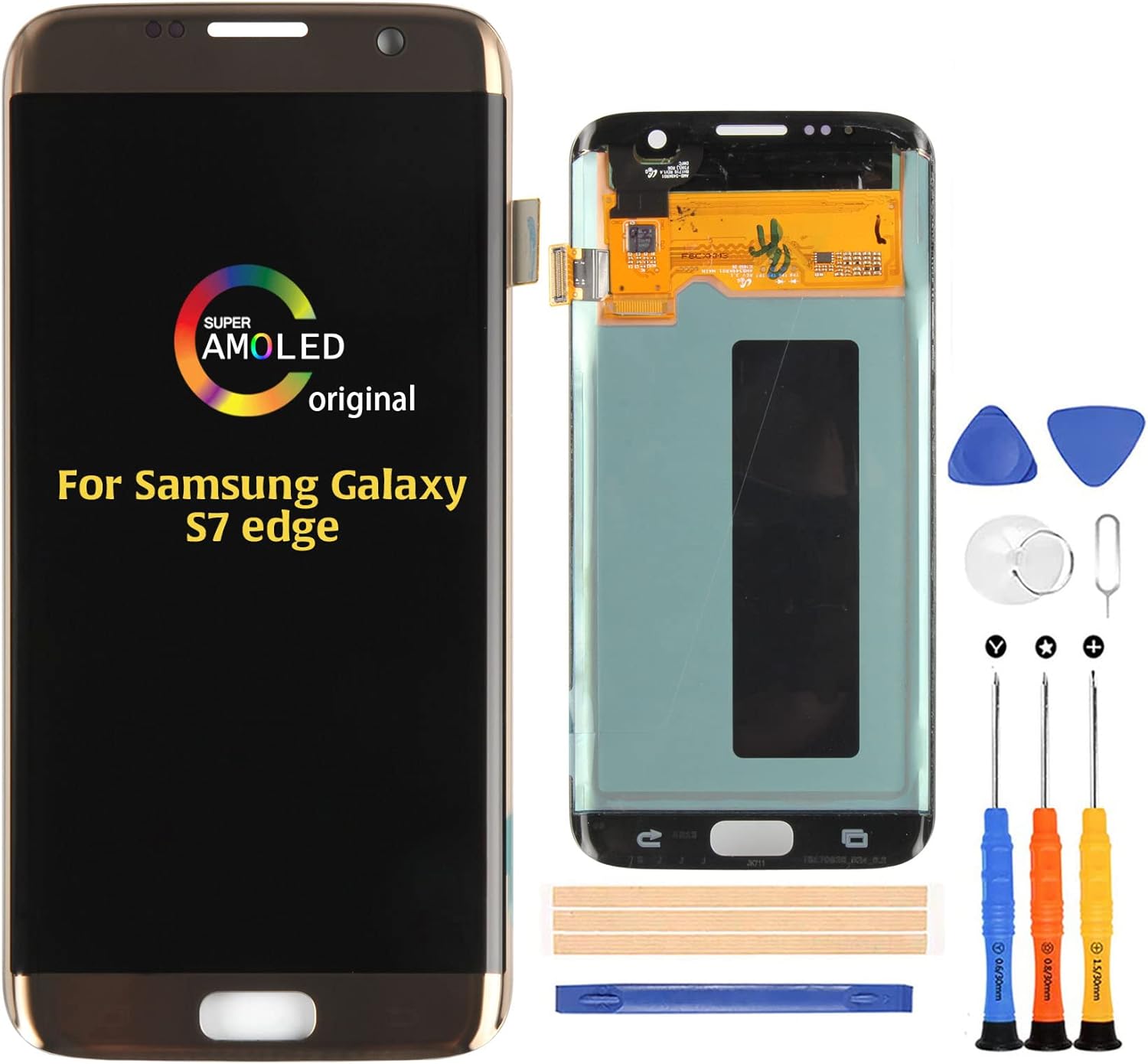 A-MIND for Samsung Galaxy S7 Edge G935 Screen Replacement AMOLED G935A G935V G935P G935T G935F G935S G935K G935L LCD Display Assembly(Not for S7 G930)(Original Gold)