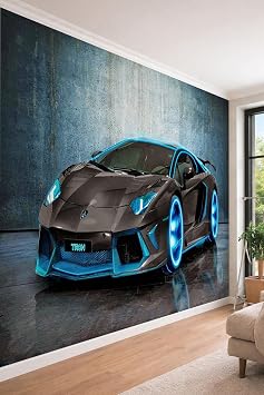 S per Spor Araba - Modern Tasar m Tek Par a Tekstil Duvar Ka d , 550 x 280