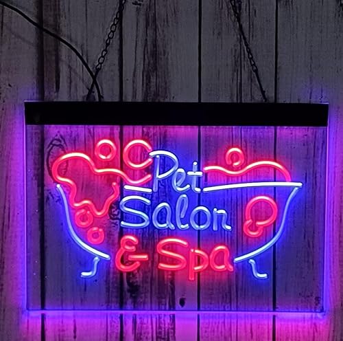 Barra de luz de neón señal de salón de mascotas spa perro gato aseo de doble color LED St6-i3814 lámpara neón como signos para decoración de pared