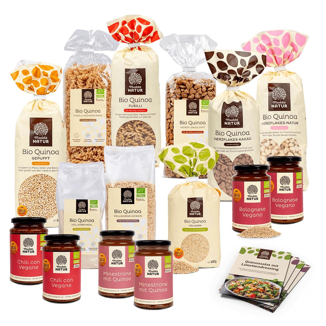 Mudda Natur Bio Quinoa XXL Kennenlernset 15-teilig vegan Bio | 15 Bio Quinoa Spezialitäten im Vorteilspaket, glutenfrei, vegan, ideal zum Kennenlernen