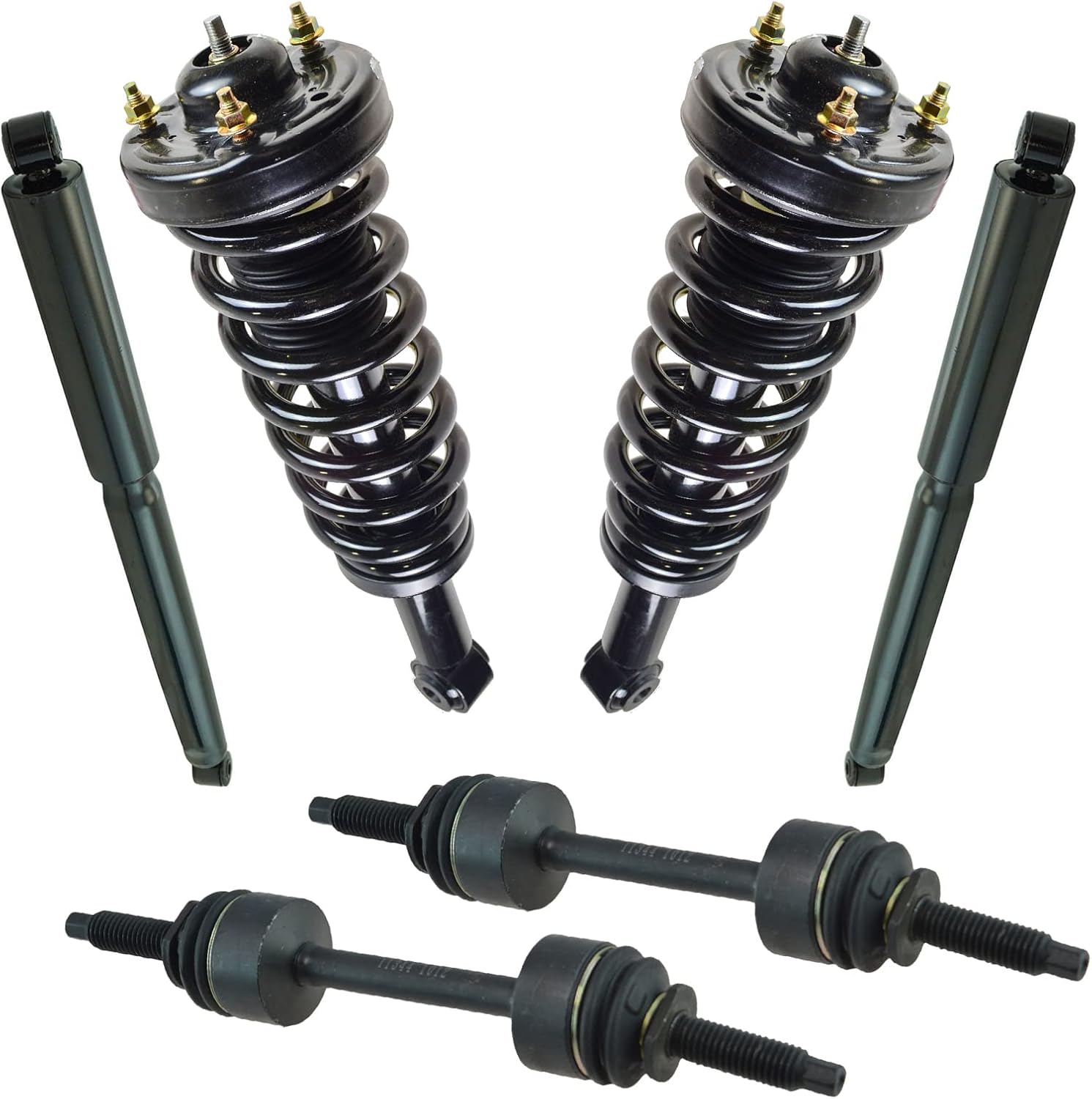 TRQ Front and Rear Suspension Kit Shock & Spring Strut Assembly Shock Absorber Sway Bar Stabilizer Link Compatible with 2009-2013 Ford F-150