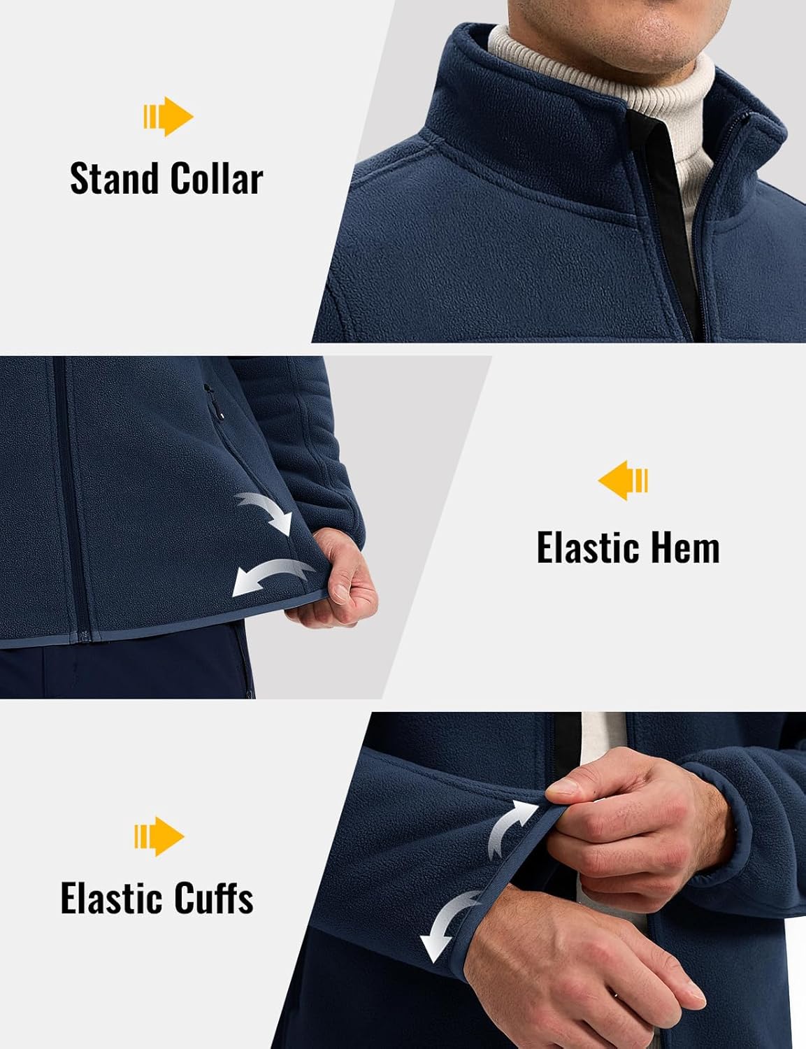 Rdruko Men's Fleece Jacket Full Zip Sherpa Lined Thick Warm Winter Outdoor Hiking Jacket - Image 6